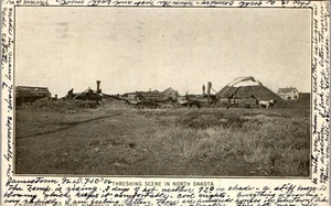  Alte Postkarte Dreschen in North Dakota ND Jamestown 1906 Ernte Landwirtschaft - Bild 1 von 3