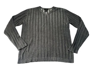 Vintage Calvin Klein Mens Large Long Sleeve Sweater  Pullover Grey Stripe Casual - Bild 1 von 6