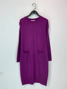 Hobbs Purple Knit Jumper Dress Long Sleeve Crew Neck Pockets XS - Picture 1 of 11