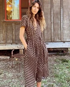 Christy Dawn Dawn Dress Black Leaves Floral Cotton Midi Skirt MNZ Doen Totokaelo - Picture 1 of 15