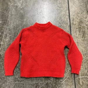 Nine West Sweater Womens Medium Red Cable Knit Ribbed Sleeve Crew Neck Pullover - Picture 1 of 5