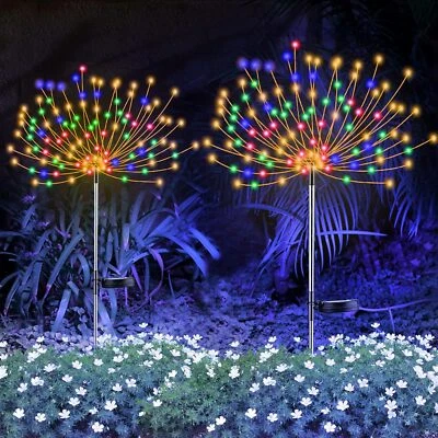 Solar Garden Firework Lights Outdoor Waterproof 150 LED Sparklers Outside Yard  - Image 1 of 4