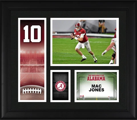 Mac Jones Framed Alabama Crimson Tide Framed 15"x 17" Player Core Collage Cover