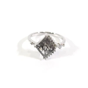 Natural Salt and Pepper Diamond Engagement Ring Salt and Pepper Diamond Ring Her - Picture 1 of 10