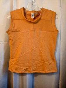 Neu rostorangefarbenes Damen-Tanktop Rundhalsausschnitt PM klassische Passform 100 % Baumwolle T-Shirt - Bild 1 von 6
