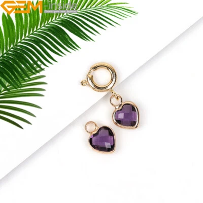 Cristal facetado 10 piezas enchapado en oro corazón colgante joyería hallazgos piedra cumpleaños Foto 1 de 4