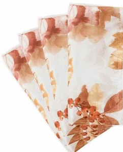 Set of 4 Same Fabric Cotton Napkins (approx.18"x18") RUSTIC BERRIES & LEAVES, LP - Picture 1 of 7