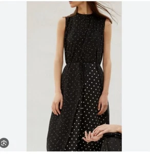 Vince - Black Polka-Dot Chiffon Layered Georgette and Crepe Midi Dress - Picture 1 of 8