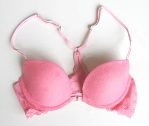 XB029 Gilly Hicks Hollister NEW Fishnet Overlay Front Open Push-Up Plunge UW Bra - Picture 1 of 7