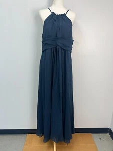 JJ's House Dark Navy Long Chiffon Bridesmaid Dress Sz 14-18W SEE MEASUREMENTS - Picture 1 of 7