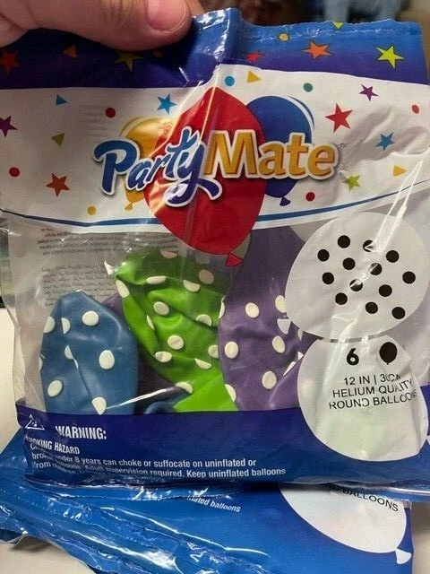 PartyMate Dots Pack de 6 Globos Látex Multicolor 12" ¡¡Nuevo!!! Foto 1 de 1