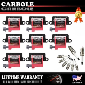 8X Square Ignition Coils Pack & 8X Spark Plugs for Chevy 4.8L 5.3L 6.0L 8.1L NEW - Picture 1 of 18