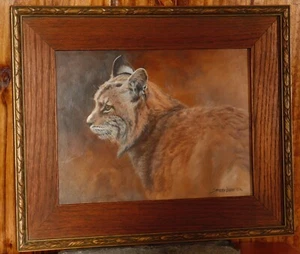 John Seerey-Lester Original Oil, "Bobcat Study" in Vintage Walnut Frame - Picture 1 of 8