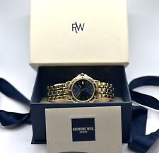 Rare All Gold Men's Raymond Weil Geneve Tango 5560 Watch Blue Roman Dial Works