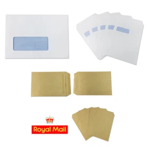 PAPER ENVELOPES WHITE BROWN MANILLA PLAIN & WINDOWED *ANY QTY/SIZE* - Picture 1 of 11
