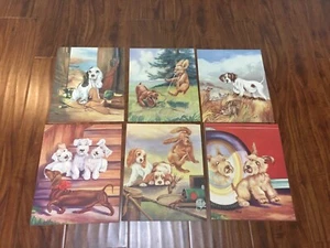 6 Vintage Dog Puppy Prints Mary O'Carroll Whimsical Kitsch Color - Picture 1 of 7