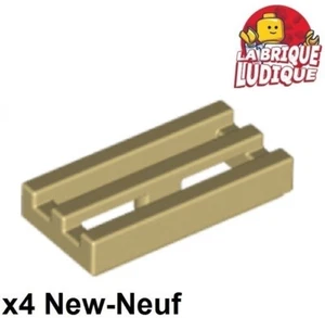 Lego 4x Tile Modified 1x2 Grille grill radiator beige/tan 2412b NEUF - Imagen 1 de 1