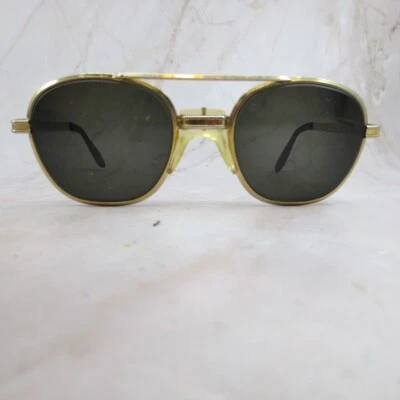 Gafas de sol marco S-87 AIRCO U.S.A 51/2 para mujer metal dorado negro lentes borde completo Foto 1 de 4