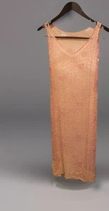 Antique 1920s Pink Silk & Net Dress Beaded Dress Flapper Vintage - Picture 1 of 16