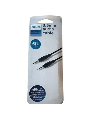 Cable de audio PHILIPS 3,5 mm 6 pies HD Audio a través de móvil a coche Home Sys Barra de sonido Foto 1 de 2