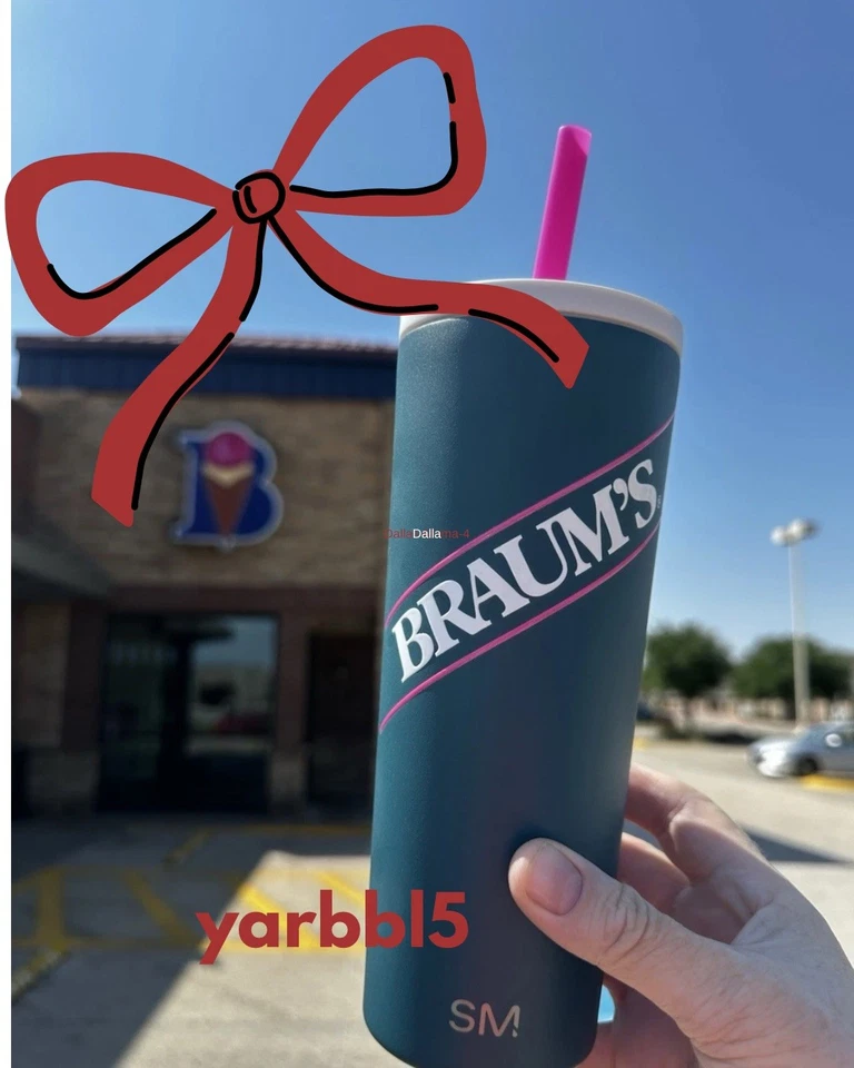 VENDEDOR DE CONFIANZA - NUEVO Vaso Braums 24oz Pajita Aislada Verde Simple Moderno Foto 1 de 1