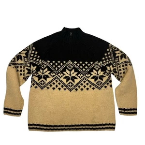 Vintage J Crew Sweater Wool Fair Isle 1/4 Zip Pullover Brown Beige Men’s Small - Picture 1 of 7