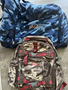 pottery barn Kids Skateboard Camo Blue Large Duffle Bag & Sm Backpack  “Jace” - Picture 1 of 3