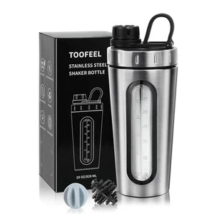 Stainless Steel 28 oz Protein Shaker with Mixing Window - Picture 1 of 6