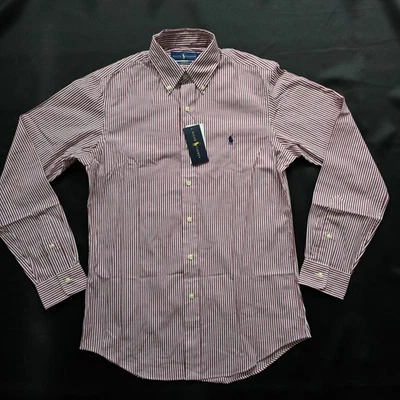 Ralph Lauren White Red Striped Slim Fit Long Sleeve Button-Down Shirt Men's S - Image 1 of 4