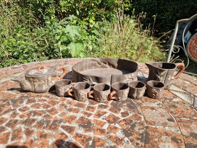 Excelente juego de jarra bandeja tazas tetera china firmada por Yixing del siglo XX de colección  Foto 1 de 4