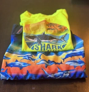 ZEROXPOSUR SWIM SHORT & TOP UPF 50 SIZE 7 BOYS OCEAN/SHARK THEME - Picture 1 of 5