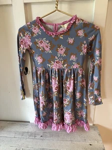 Matilda Jane Floral Princess Dress Size 10 Blue Print Pink Ruffles Long Sleeves - Picture 1 of 7