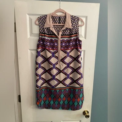 Vestido Camisa W118 by WALTER BAKER Estampado Tribal Sin Mangas Talla M Foto 1 de 4