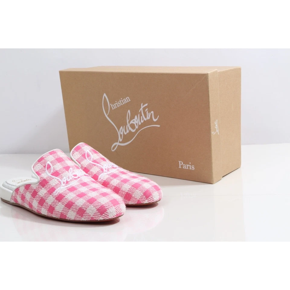 “Christian Louboutin Coolito Donna Rosa Cuadros Toboganes Planos – Talla 37.5” Foto 1 de 4