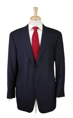 Terno Hickey Freeman feito sob medida para Ed Henry azul xadrez lã lã 2-Btn 44R - Imagem 1 de 4