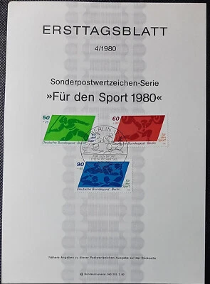 (GER-110)Germany-BERLIN 1 980 First Day Sheet(Sports)Ersttagsblatt 4/1980 - Image 1 of 2