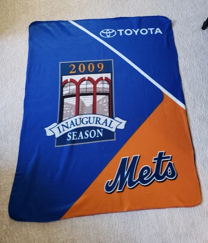 EUC! NY METS stadium throw fleece blanket 2009 Inaugural Season 51" x 60" Cover