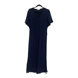 89th & Madison Women's Large Medieval Blue Maxi Dress With V-Neck, Fluttet Sleev - Picture 1 of 10