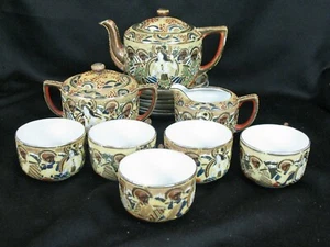 ANTIQUE JAPANESE HAND PAINTED MORIAGE TEA SET GEISHA IMMORTALS - Picture 1 of 18