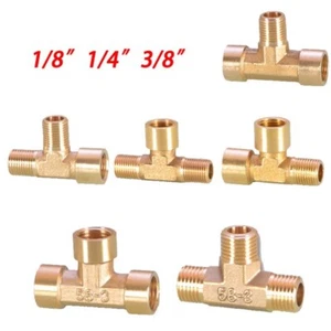 BSP Brass Tee Pipe Fitting Male Female Thread Connector Adapter Air Fuel Water - Picture 1 of 25