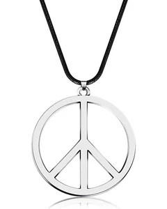 Peace Kette Hippie, Regenbogen Peace Anhänger Kette, Frieden Kette aus Metall, H - Bild 1 von 6