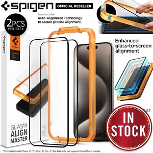 For iPhone 15/Pro/Max/Plus Screen Protector SPIGEN AlignMaster Full Cover Glass - Picture 1 of 61