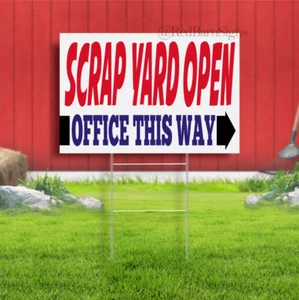 SCRAP YARD OPEN YARD OUTDOOR SIGN metal stakes - Picture 1 of 1