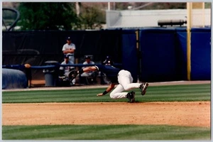 Vintage New York Yankees Baseball Player Diving Catch Sports Photograph - Picture 1 of 2