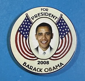 Pinback de campaña electoral estilo clásico 2008 'Para el presidente Barack Obama' 3" - Imagen 1 de 3