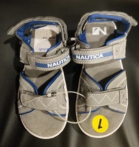 Nautica Kids Size 1 Fisherman Sandals Helm Blue Grey Hook - Picture 1 of 1