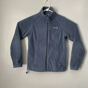 Columbia Jacket Women Medium Navy Full Zip Fleece Embroidered Outdoors Hiking - Picture 1 of 11