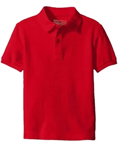 Nautica Little Boys' Uniform Short Sleeve Pique Polo,M (5), Red - Picture 1 of 1