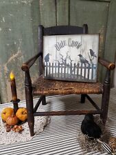 PRIMITIVE VICTORIAN VINTAGE STYLE HALLOWEEN GOTHIC OLDE CROWS ON A FENCE SIGN