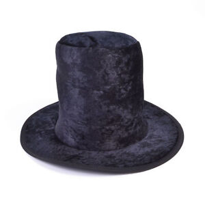 Kids Black Velvet Top Hat Willy Wonka Mad Hatter Book Day Fancy Dress Accessory
